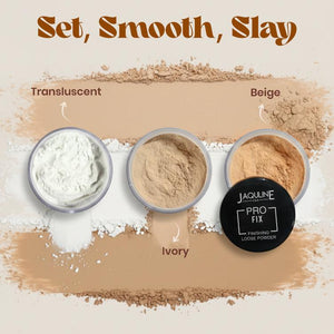 JAQULINE USA Pro Fix Finishing Loose Powder | Oil Control Matte Finish | Blurs Pores & Sets Makeup | Lightweight, Long Lasting- Beige (15g)