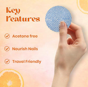 JAQULINE USA Orange Nail Polish Remover Pads | Acetone-Free Nail Paint Remover Wipes | With Vitamin E, Aloe Vera & Olive Oil | Travel Friendly | 30 Pads