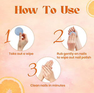 JAQULINE USA Orange Nail Polish Remover Pads | Acetone-Free Nail Paint Remover Wipes | With Vitamin E, Aloe Vera & Olive Oil | Travel Friendly | 30 Pads