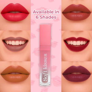 Jaquline USA Soft Kisses Liquid Lipstick long lasting, Matte Finish & Silky-Smooth Texture, Enriched with Hyaluronic Acid & Vitamin E, Mocha Mist 06, 4ml