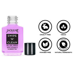 JAQULINE USA Nail Polish Remover 30 ml | With Vitamin E | Fast, Gentle & Nourishing Formula | Non-Drying | Suitable for Natural & Artificial Nails