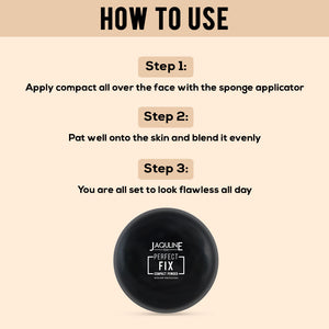 Jaquline USA Perfect Fix Long Wear Compact Powder with Silky Smooth Finish & Matte Effect - Ivory01 (9g)