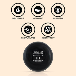 Jaquline USA Perfect Fix Long Wear Compact Powder with Silky Smooth Finish & Matte Effect - Ivory01 (9g)