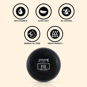 Jaquline USA Perfect Fix Long Wear Compact Powder with Silky Smooth Finish & Matte Effect - Beige02 (9g)