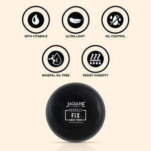 Jaquline USA Perfect Fix Long Wear Compact Powder with Silky Smooth Finish & Matte Effect - Beige02 (9g)