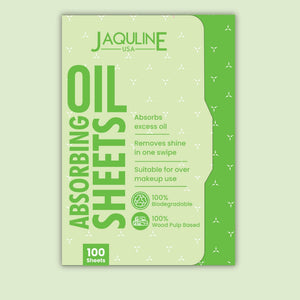 Jaquline USA Green Oil Absorbing Sheets 100N - Instant Oil Control Blotting Paper for Face, Gentle on Skin, Travel Friendly, Portable and Convenient for Daily Use