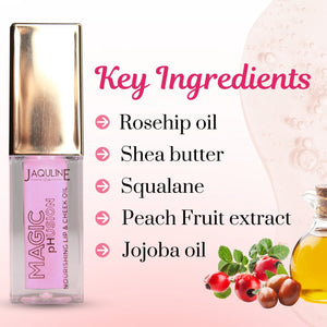 Jaquline USA pH magic Phusion lip & Cheek oil, Long Lasting Nourishment Non-Sticky & glossy Heals & Moisturizes Lips Celestial Chrome- 5ml