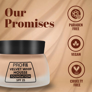 Jaquline USA PRO FIX Velvet Whip Mousse Foundation, Weightless Smooth Velvet touch, Flawless Matte Finish, Ivory 01