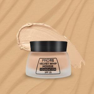 Jaquline USA PRO FIX Velvet Whip Mousse Foundation, Weightless Smooth Velvet touch, Flawless Matte Finish, Ivory 01
