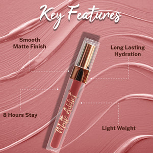 Jaquline USA Matte Addict + Liquid Lipstick, 8Hr stay, Lightweight & Transfer proof - Spring Petal 05, 3.5ml