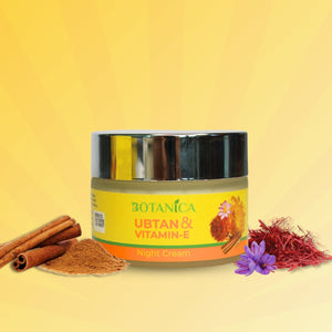 BOTANICA Ubtan & Vitamin E Night Cream - Lightweight, Skin Brightening Cream, Infused with Niacinamide and Sandalwood Extract, 50ML