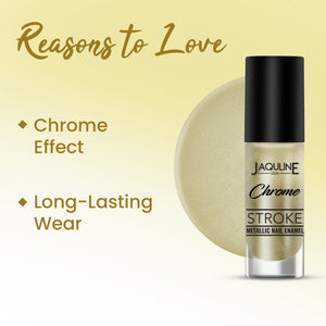 Jaquline USA Chrome Stroke Nail Polish| Intense Metallic Finish| Long Lasting| Intense Shine - Solar Gold 03