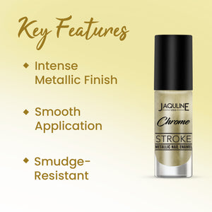 Jaquline USA Chrome Stroke Nail Polish| Intense Metallic Finish| Long Lasting| Intense Shine - Solar Gold 03