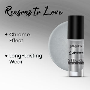 Jaquline USA Chrome Stroke Nail Polish| Intense Metallic Finish| Long Lasting| Intense Shine - Silver Pulse 05