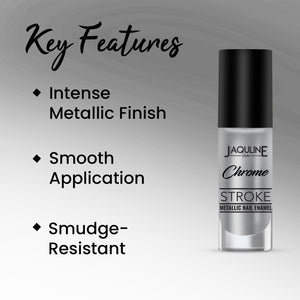 Jaquline USA Chrome Stroke Nail Polish| Intense Metallic Finish| Long Lasting| Intense Shine - Silver Pulse 05