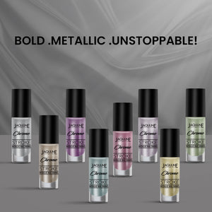 Jaquline USA Chrome Stroke Nail Polish| Intense Metallic Finish| Long Lasting| Intense Shine - Silver Pulse 05