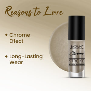 Jaquline USA Chrome Stroke Nail Polish| Intense Metallic Finish| Long Lasting| Intense Shine - Digital Sand 07