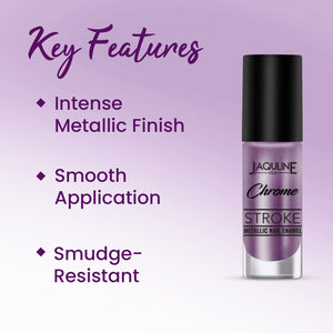 Jaquline USA Chrome Stroke Nail Polish| Intense Metallic Finish| Long Lasting| Intense Shine - Holo Lavender 08