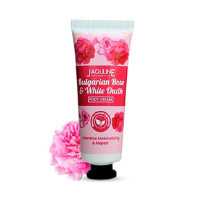 Jaquline USA Bulgarian Rose & White Oudh Foot cream- Provides Intensive Moisturization, heals cracked heels, makes feet soft & supple-30gm