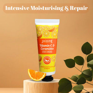 Jaquline USA Vit-C & Ceramides Foot Cream-Provides Intensive Moisturization, heals cracked heels, makes feet soft & supple-30gm