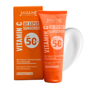 Jaquline USA Vitamin C UV Expert Sunscreen SPF 50-100gm With Matte Effect, Provides Hydration, No white cast and non-sticky