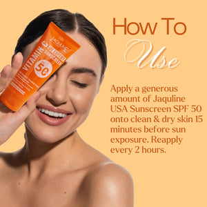 Jaquline USA Vitamin C UV Expert Sunscreen SPF 50-100gm With Matte Effect, Provides Hydration, No white cast and non-sticky