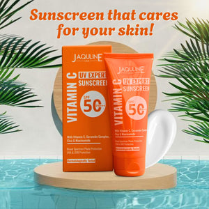Jaquline USA Vitamin C UV Expert Sunscreen SPF 50-100gm With Matte Effect, Provides Hydration, No white cast and non-sticky