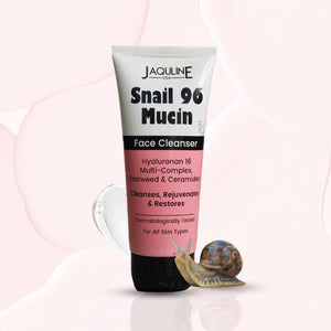 Jaquline USA Snail Mucin Face Cleanser 100ml, Non-Drying Formula, pH-Balanced, Long-Lasting Hydration, Deeply Cleanses Skin & Restores Skin Barrier for Glowing Skin