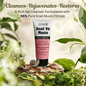 Jaquline USA Snail Mucin Face Cleanser 100ml, Non-Drying Formula, pH-Balanced, Long-Lasting Hydration, Deeply Cleanses Skin & Restores Skin Barrier for Glowing Skin