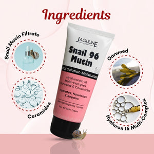 Jaquline USA Snail Mucin All in One Moisturizer 50ml, Long-Lasting Hydration, Deeply Moisturizes Skin & Restores Skin Barrier Infused with Hyaluronic Acid