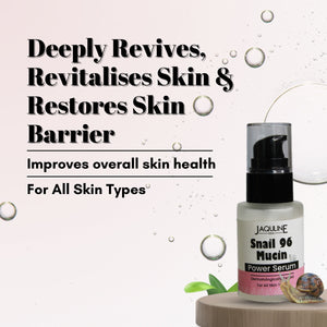 Jaquline USA Snail Mucin Power Serum 30ml, Hydrating Serum for Face with Niacinamide & Snail Secretion Filtrate for All Skin Types