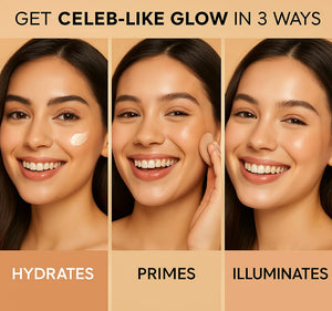 Jaquline USA Lumi Glo Illuminating Strobe Cream Golden Glo-30g, 3 in 1 Multipurpose, Enriched with Hyaluronic Acid & Squalane