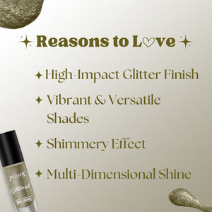 Jaquline USA Glitterati Nail Enamel| High- Impact glitter| Shimmery effect| multi-dimensional shine| Golden Dust 08