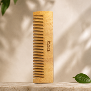 JAQULINE USA Neem Wood Hair Comb with Handle Wooden Comb for Hair Growth Anti Dandruff Scalp Massage Frizz Control Detangling Natural Neem Comb for Men Women All Hair Types Eco Friendly