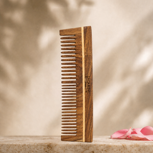 JAQULINE USA Rosewood Wooden Dual Tooth Comb for Detangling & Styling, Anti Frizz Scalp Massage Grooming Tool for Men & Women