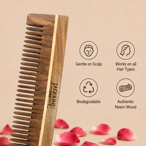 JAQULINE USA Rosewood Wooden Grooming Comb for Anti Frizz Detangling, Smooth Teeth Scalp Massage Hair Care Tool for Men & Women