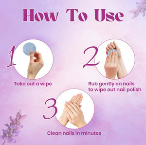 JAQULINE USA Lavender Nail Polish Remover Pads | Acetone-Free Nail Paint Remover Wipes | With Vitamin E, Aloe Vera & Olive Oil | Travel Friendly | 30 Pads