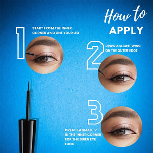 Jaquline USA Pro Stroke Liquid Eyeliner Classic Blue 4ml |Enriched with Almond Extract | Long lasting | Smudge proof