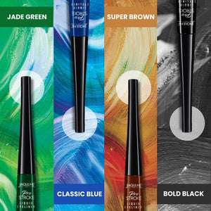 Jaquline USA Pro Stroke Liquid Eyeliner Jade Green 4ml | Enriched with Almond Extract | Long lasting | Smudge proof