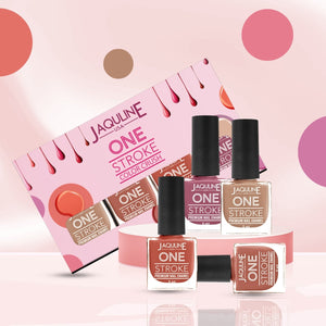 Jaquline USA One Stroke 4 In 1 Nail Kit, Long Lasting, Chip Resistant, Vegan, Quick Dry & Cruelty-Free Glossy Finish Nail Paint- 20Ml