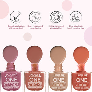 Jaquline USA Color Crush Matte Finish Nail Paint Set Of 4 | Long Lasting | Chip Resistant | Highly Pigmented | Quick Dry & Cruelty Free | 5Ml Each