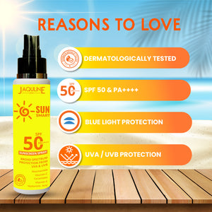 Jaquline USA Sun Smart Sunscreen Spray | SPF 50 & PA | 100ml