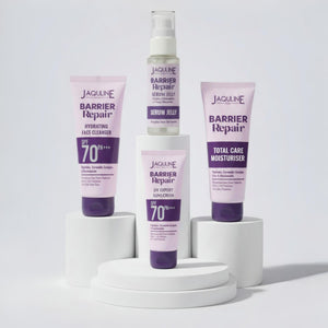JAQULINE USA Barrier Repair Total Skin Care Kit | Serum Jelly, Sunscreen, Gentle Face Cleanser, Total Care Moisturiser | Strengthens & Hydrates Skin ASIN: B0FVG2NDG5