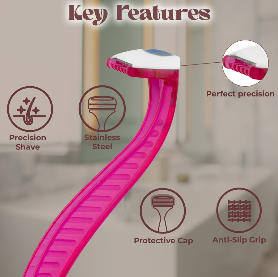 JAQULINE USA Bikini Razor for Women Intimate Hair Removal Razor for ...