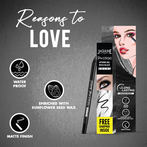 Jaquline USA Pro Stroke Intense Gel Kajal with Sharpener (1.2gm)- Black