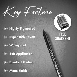 Jaquline USA Pro Stroke Intense Gel Kajal with Sharpener (1.2gm)- Black
