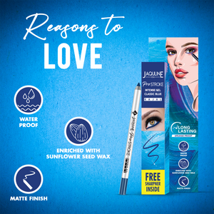 Jaquline USA Pro Stroke Intense Gel Kajal Classic Blue 1.2g|Smudge Proof |Long Lasting |Waterproof| Enriched with Vitamin E