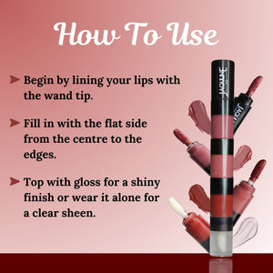 Jaquline USA Stack Attack 4 in 1 Liquid Lipstick-Boss Bold (Bold Pink+ Bold Brown+ Bold Red+ Transparent Gloss) 4ml |Light Weight |Long Lasting Hydration |8 Hrs Stay