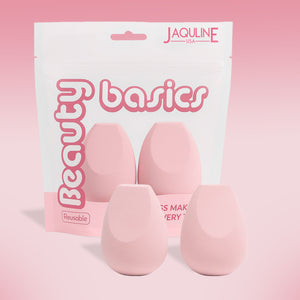 JAQULINE USA Makeup Blender Sponge Dual Cut Shape for Foundation Contour Concealer Precision Blending Soft Latex Free Flawless Finish Reusable Wet Dry Beauty Sponge Pack of 2
