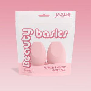 JAQULINE USA Makeup Blender Sponge Dual Cut Shape for Foundation Contour Concealer Precision Blending Soft Latex Free Flawless Finish Reusable Wet Dry Beauty Sponge Pack of 2